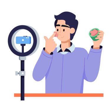 Cilt bakımını gösteren çekici düz bir illüstrasyon