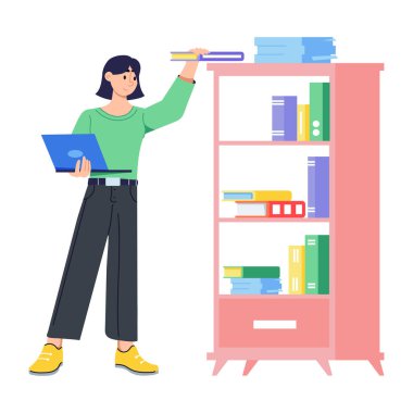 Kitap seçmenin düz çizimlerine bak