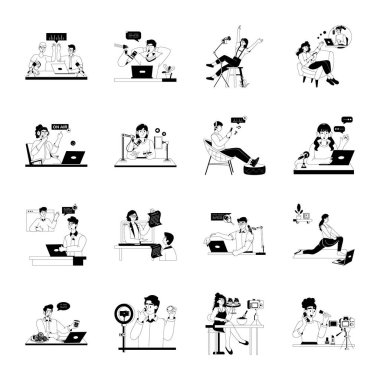 Webinars ve Podcast Kabartma Çizimleri Koleksiyonu