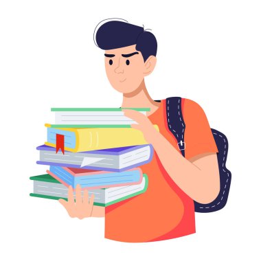 Elinde kitap tutan bir öğrencinin düz resimlerini indir