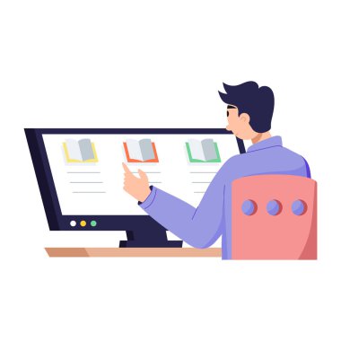 Burada kahverengi dijital kitapların düz bir çizimi var.