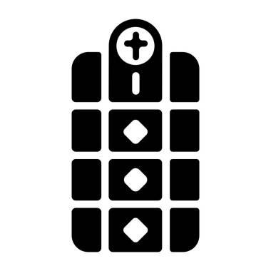 Kilisenin cam penceresini gösteren bir simge var.