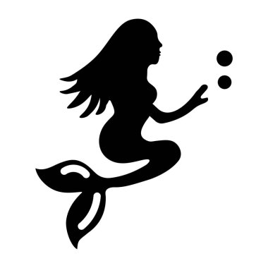 Glyph tarzında güzel bir deniz kızı ikonu