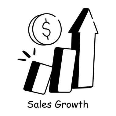 Satış büyümesinin modaya uygun karalama simgesi