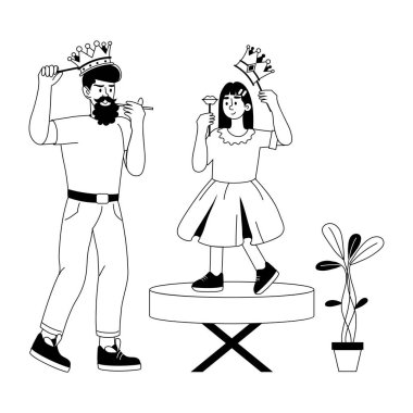 Baba kızın kabartma çizimini kullanmaya hazır