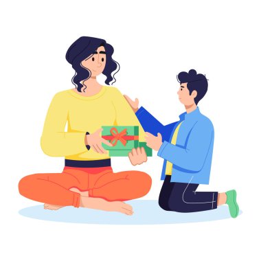 Büyüleyici bir düz çizim. Oğlu annesine hediye ediyor.