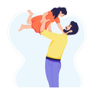 Baba sevgisini tasvir eden modern düz çizim