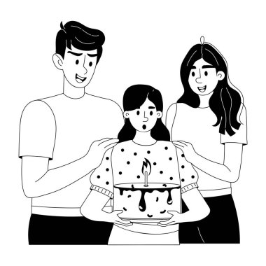 Doğum günü kutlamasının kabartma çizimine bakın.