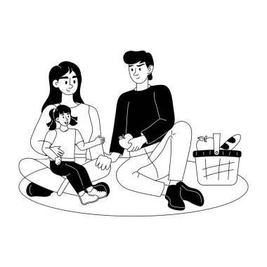Aile pikniğinin kabartma çizimini indir
