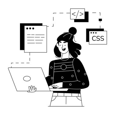 Bir programcının düzenlenebilir doğrusal mini çizimi