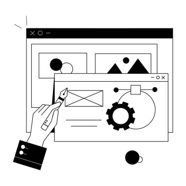 ux tasarımının doğrusal mini illüstrasyonuna hazır