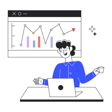 Çevrimiçi istatistiklerin doğrusal mini illüstrasyonunu kullanmaya hazır