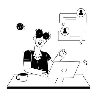 Çevrimiçi sohbetin doğrusal mini illüstrasyonunu düzenlemek kolay