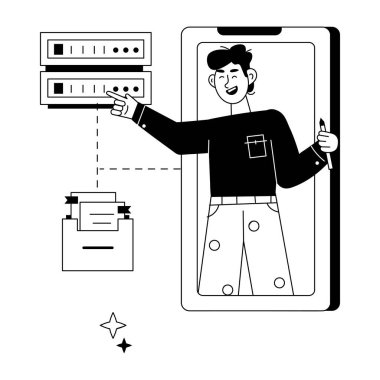 Veri düzenleme çizgisinin mini illüstrasyonuna bak