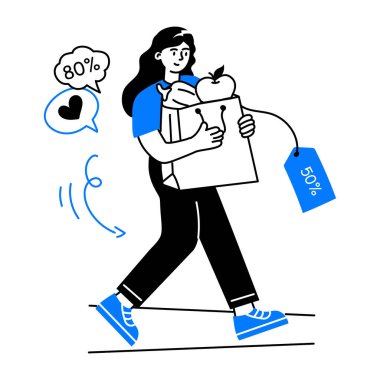 Market indiriminin küçük bir çizimi.