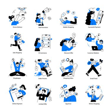 Satış ve İndirim Paketi Doodle Mini Resimleri