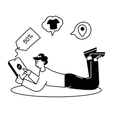 Moda karalama, mobil alışverişin mini çizimi