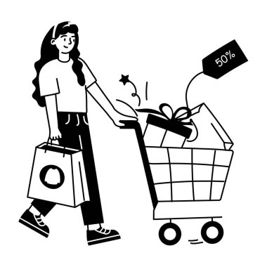 Alışveriş arabasının karalama mini çizimini indir