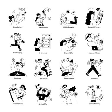 Satış ve İndirim Paketi Doodle Mini Resimleri