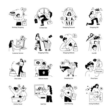 Alışveriş Paketi Doodle Mini Resimleri İndirimli