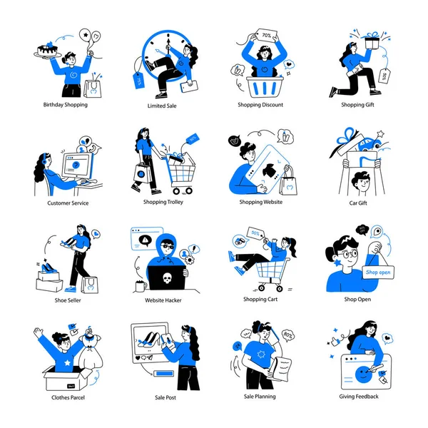 Alışveriş Paketi Doodle Mini Resimleri İndirimli