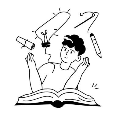 Parlak bir öğrencinin son moda küçük çizimi