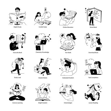 Son Okuyan Malzeme Paketi Doodle Mini Çizimleri