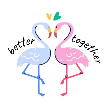 Flamingo aşkının güzel düz çıkartmaları