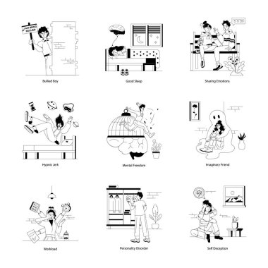 Psikolojik Sorunlar Paketi Kabartma Çizimleri