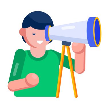 Düz bir şekilde tasarlanmış teleskopu gösteren bir simge