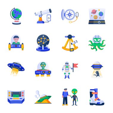 Düz Biçim Paketi Gelecek ve Uzay Simgeleri