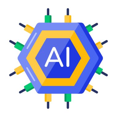 Düz biçimli bir ai çipi gösteren bir simge