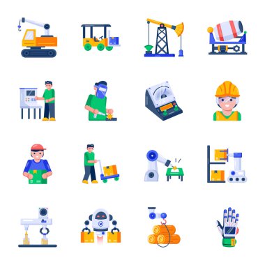 Düz Stil Endüstriyel Simgeler