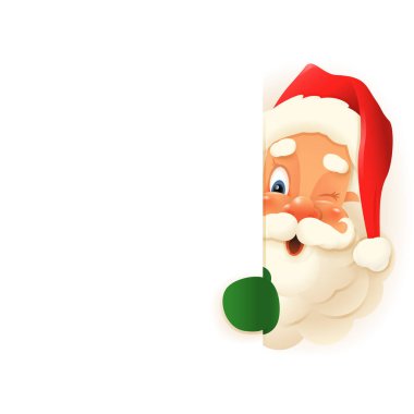 Sağa bakan sevimli Noel Baba - vektör çizimi şeffaf arkaplanda izole edilmiş