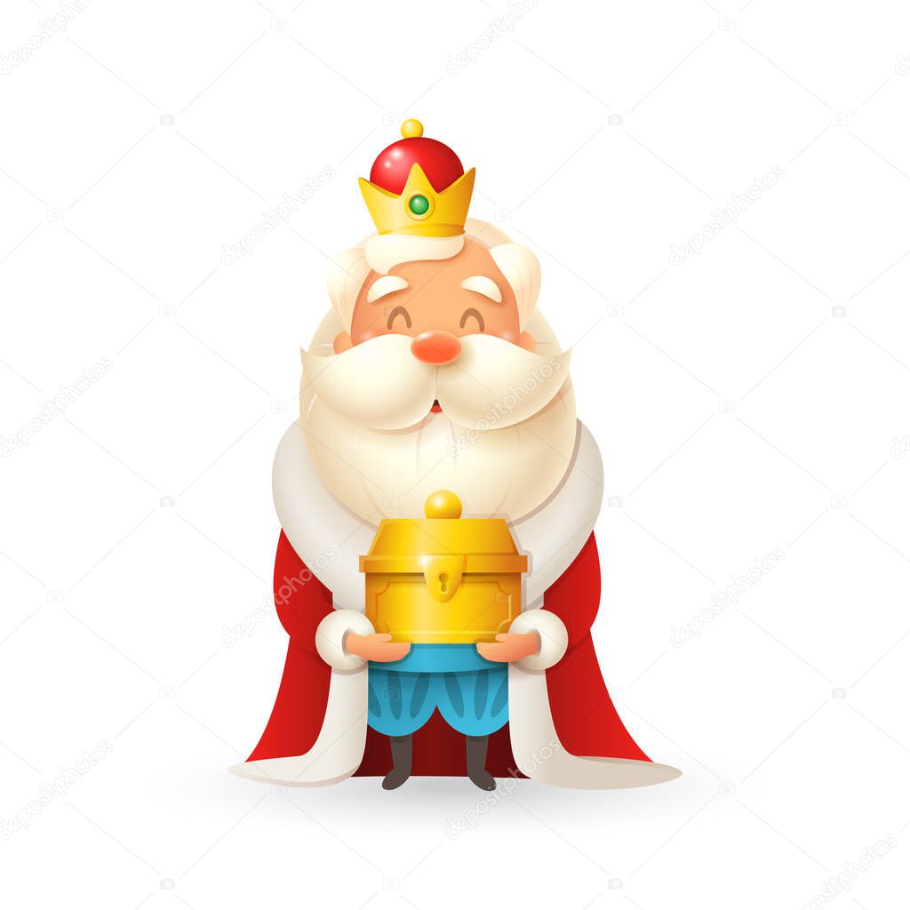 Melchior - wise man and king celebrate Epiphany - cute vector illustration isolated