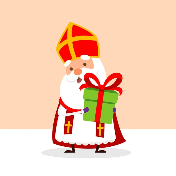 Słodki Święty Mikołaj Prezentem Ilustracja Wektor — Wektor stockowy