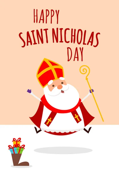 Cute Saint Nicholas Celebrate Saint Nicholas Day Vector Illustration — Stock Vector