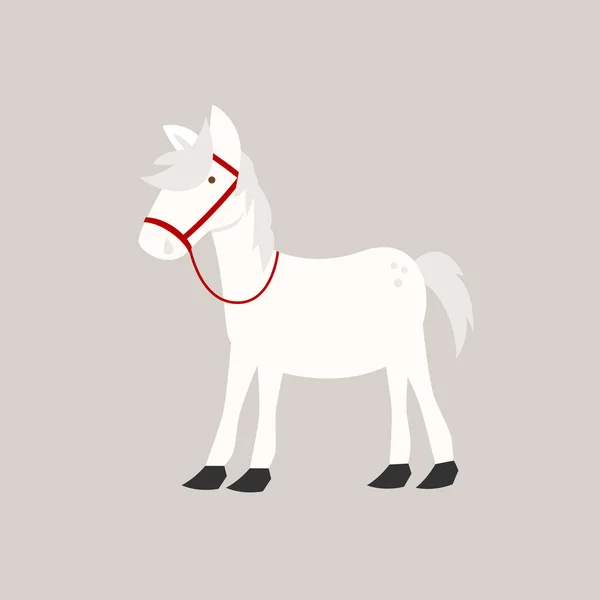 Cheval Blanc Mignon Dessin Animé Vectoriel Style Illustration — Image vectorielle