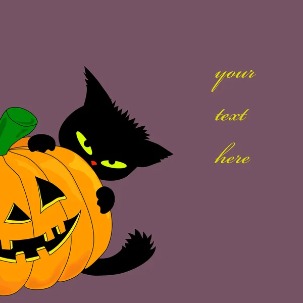 かぼちゃと猫 — ストックベクタ