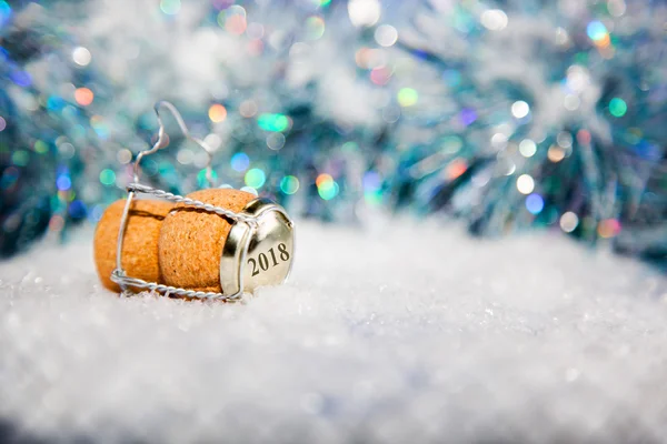 Sylwester/szampana cork nowy rok 2018 — Zdjęcie stockowe