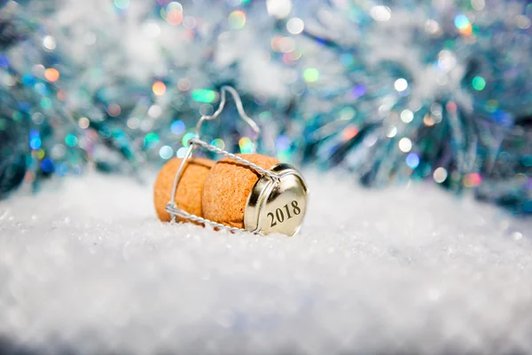 Sylwester/szampana cork nowy rok 2018 — Zdjęcie stockowe