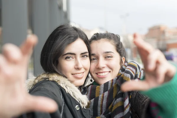 Deux femme ami selfie . — Photo