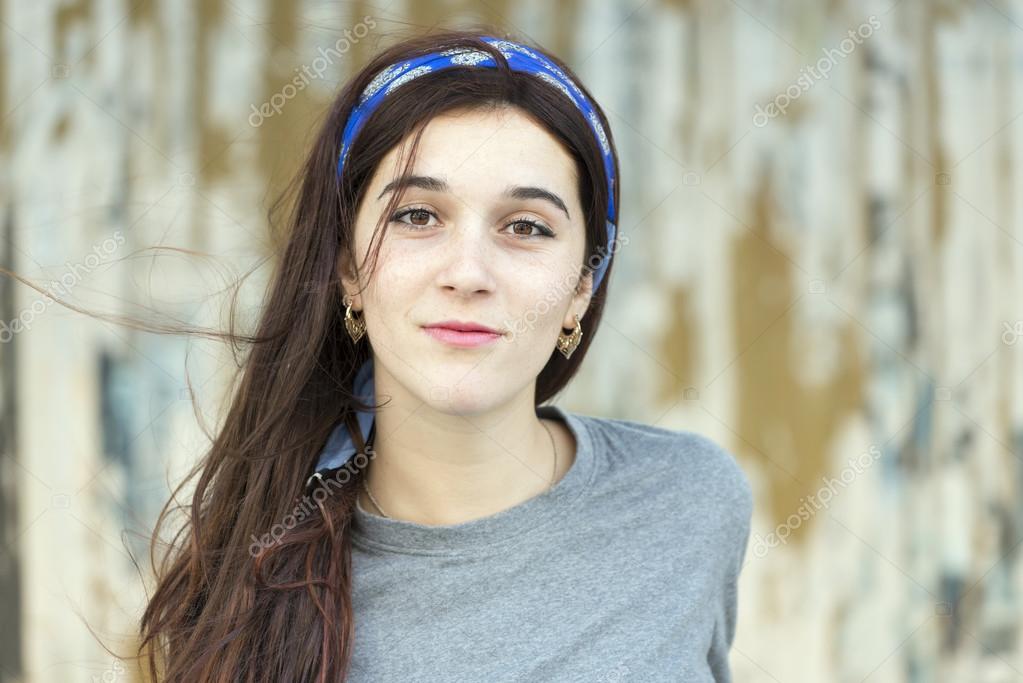 Pin Up Style Hair With Bandana Portrait Of Happiness Girl With