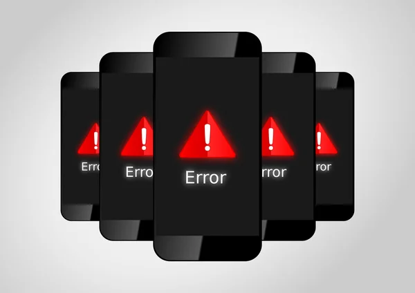 Smartphones with error message — Stock Photo, Image