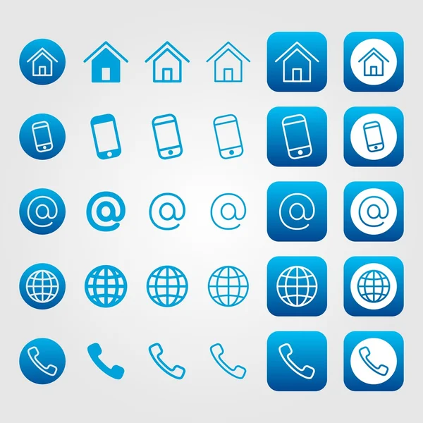 Kartvizit Icon set - mavi çizgi simgeler, vektör çizim,