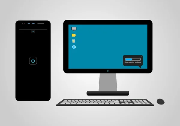 Masaüstü Pc indirme güncellemeleri, vektör çizim, düz tasarım