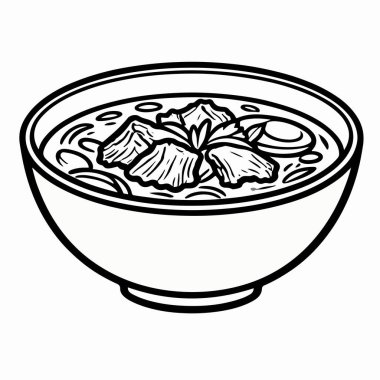 Bir kasede çorba resminin bir eps dosyasıyla vektör formatında resmedilmesi, bu resim yeniden düzenlenebilir ve kitaplar, posterler, tişörtler vs. için kullanılabilir.