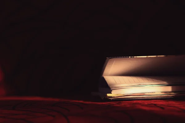 Buch auf dem roten Sofa. — Stockfoto