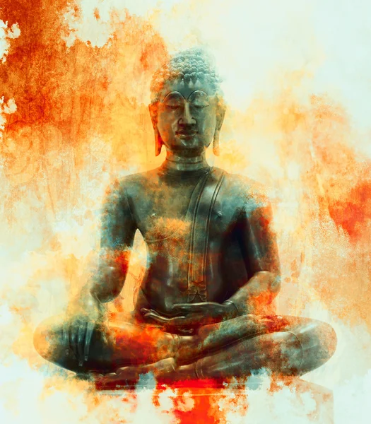Buddhastatue auf Grunge-Hintergrund. — Stockfoto