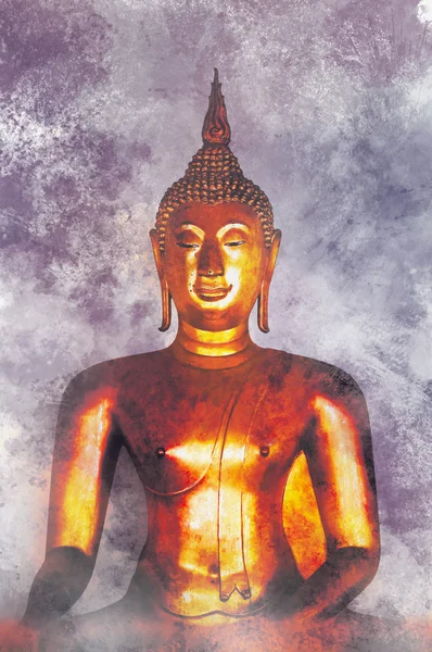Boeddha standbeeld op grunge achtergrond. Rechtenvrije Stockfoto's